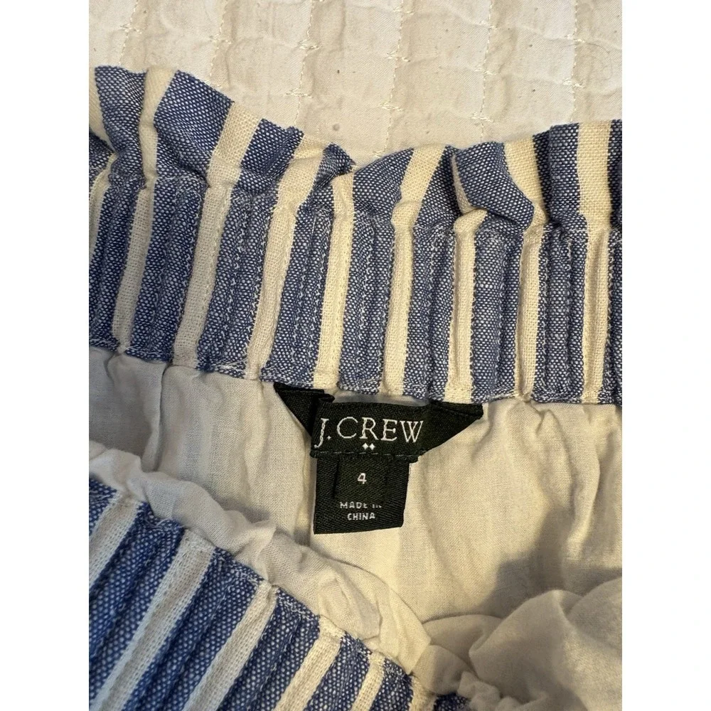J Crew Women's Pull On Striped Linen Blend Skirt,‎ Size 4 Pockets